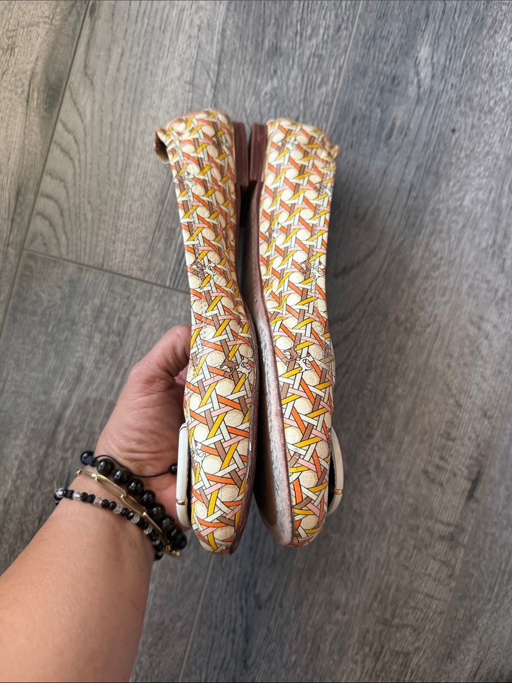 Tory Burch Multicolor Geometric Logo Ballet Flats - Yellow/Orange/Pink - Picture 3 of 9